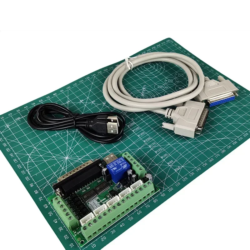 MACH3 Engraving Machine 5-Axis CNC Control Board, Optocoupler, Motor Drive Controller, With 25-Pin Parallel Port USB Cable