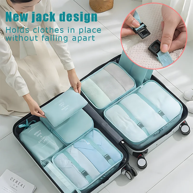 8/7/6 PCS Set Travel Organizer Storage Bags Large Capacity Suitcase Storage Luggage Clothes Sorting Organizer Set Shoe Pouch