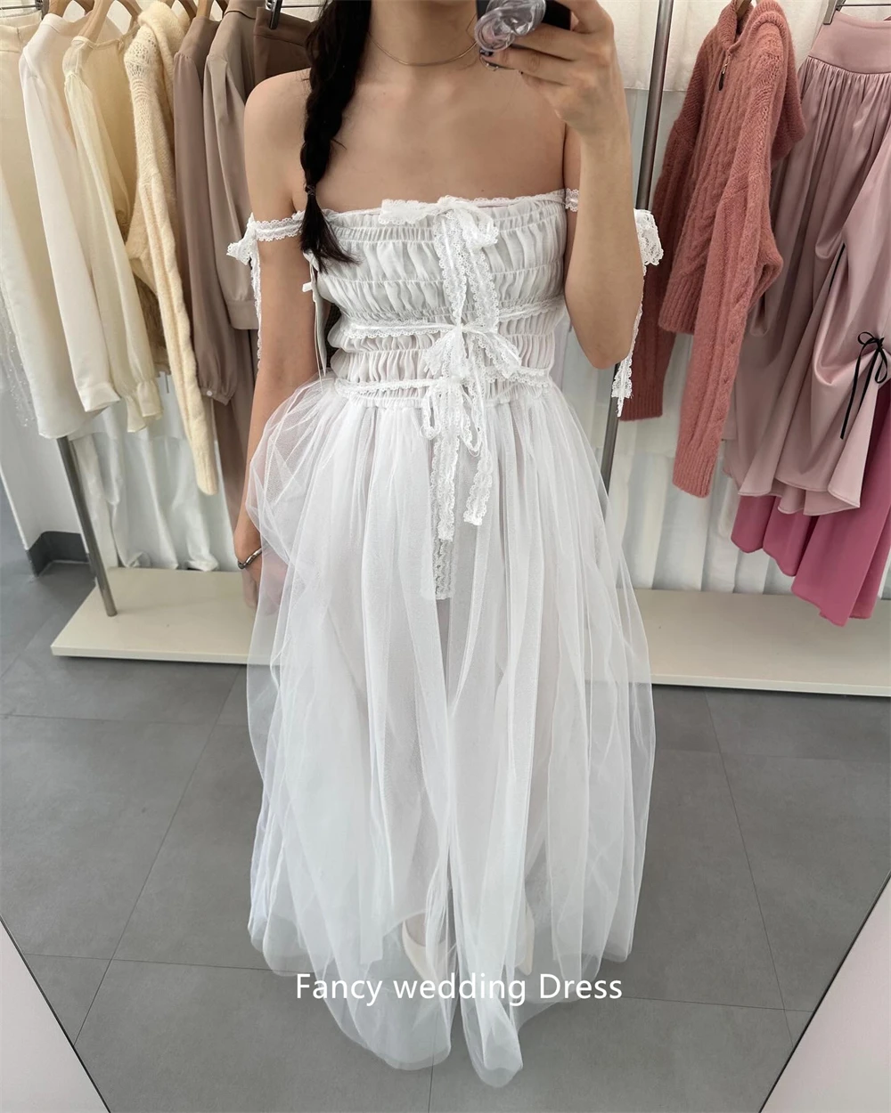 Robe de Rhlongue en tulle bleu nickel é pour dames, robe de soirée formelle personnalisée, longueur au sol, quelle que soit la fête de mariage, style coréen