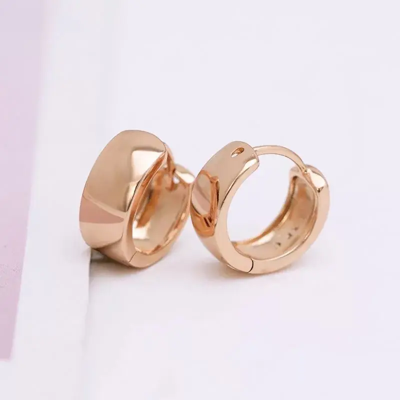 Classical No Stone Smooth Hoop Earrings for Women Fashion Jewelry Gold Color