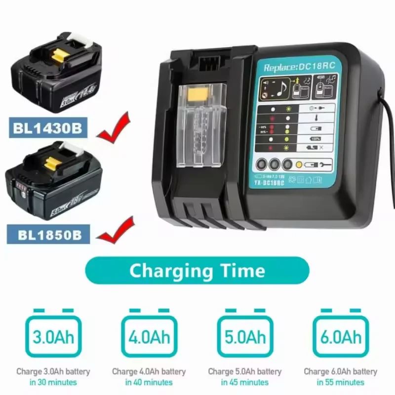 

Original DC18RC Tools Li-ion Battery Chargers,With LED Display 14.4V 18V Bl1830,Bl1430,Dc18Ra Electric Power DC18Rct 3A Charging