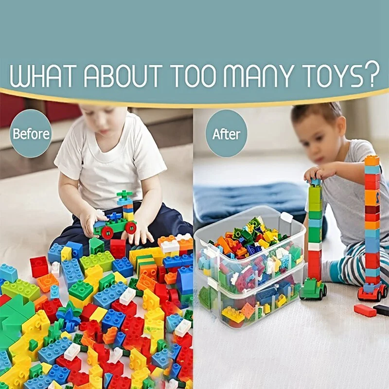 Building Blocks giocattoli scatola di immagazzinaggio per coperchi contenitori per bambini in plastica a forma di mattone articoli vari organizzatore impilabile