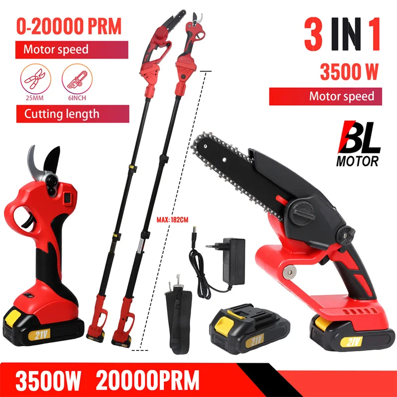 Scie à chaîne électrique télescopique sans fil 3-en-1 de 6 pouces, scie à branches hautes, outil de jardinage pour batterie Makita 18V