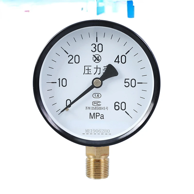 Y100 60MPa ordinary pressure gauge, hydraulic pressure gauge, oil pressure gauge, pointer type ordinary gauge