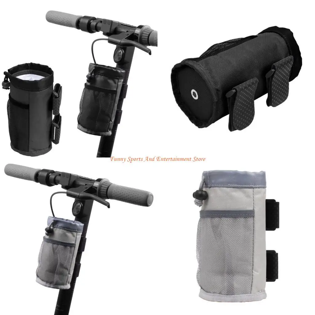 

C4DE Cup Drink Holder with Meshes Pockets Electric Scooter Handlebars Storage Bag