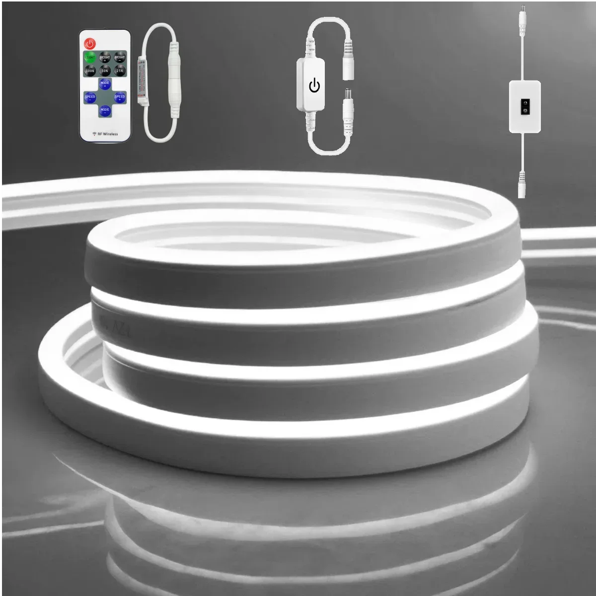 

DC12V LED Neon Strip Light With Dimmable Touch Switch/Remote Controller/Hand Swing Sensor Switch For Kitchen Bedroom Cabinet