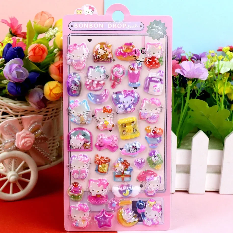 لطيف أنيمي مرحبا كيتي كورومي سينامورول ثلاثية الأبعاد سانريو ملصقات شفافة هلام كريستال ملصق مزخرفة جراب هاتف لتقوم بها بنفسك لعبة أطفال