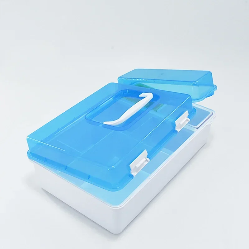 First Aid Box Organizer with Compartments, Plastic Handle Storage Box Family First Aid Container Box Medicine Box Organizer