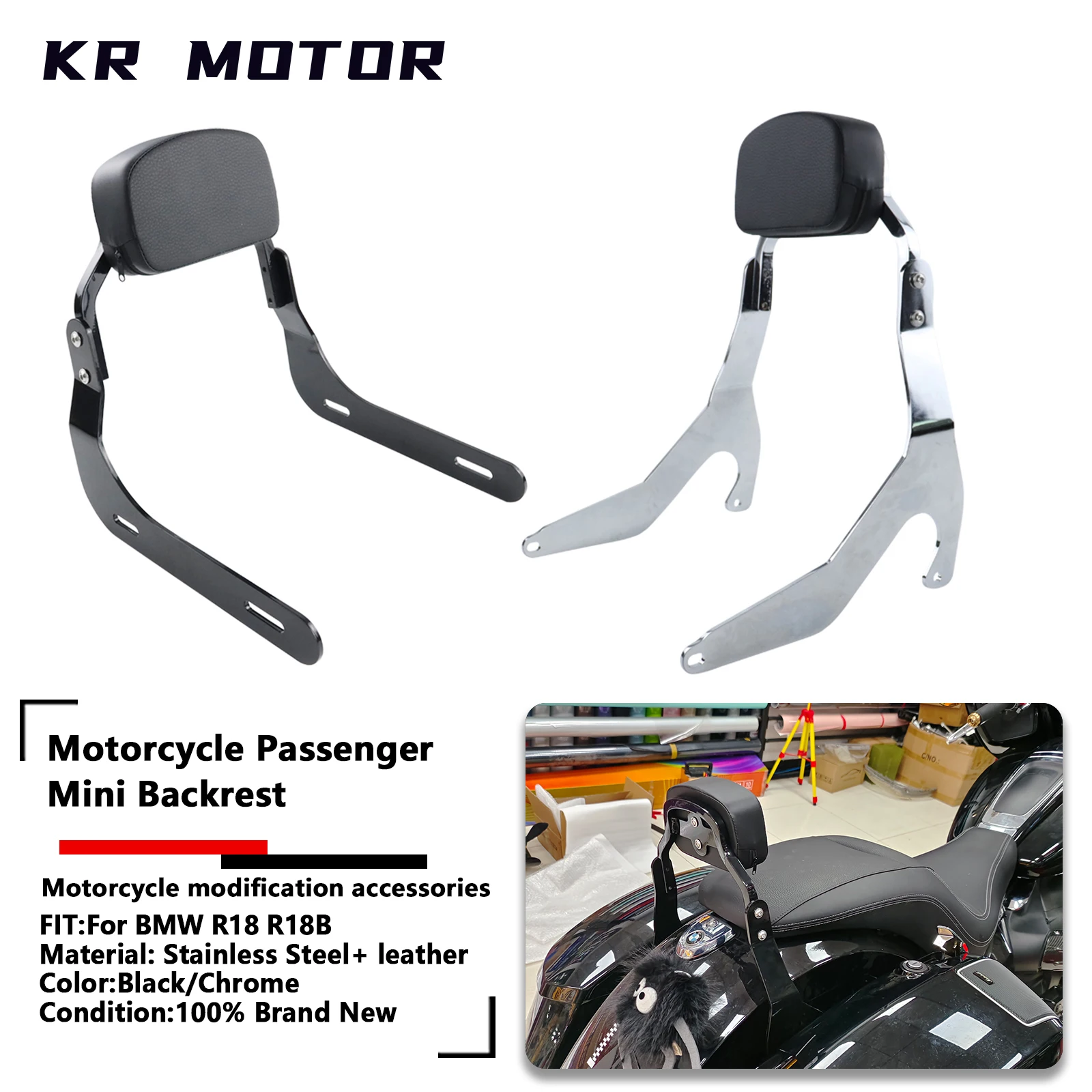 

Motorcycle Passenger Seat Backrest Fit For BMW R18 Classic R18 B 100 Years 2020 2021 2022 2023+ Cushion Rear Sissy Accessories