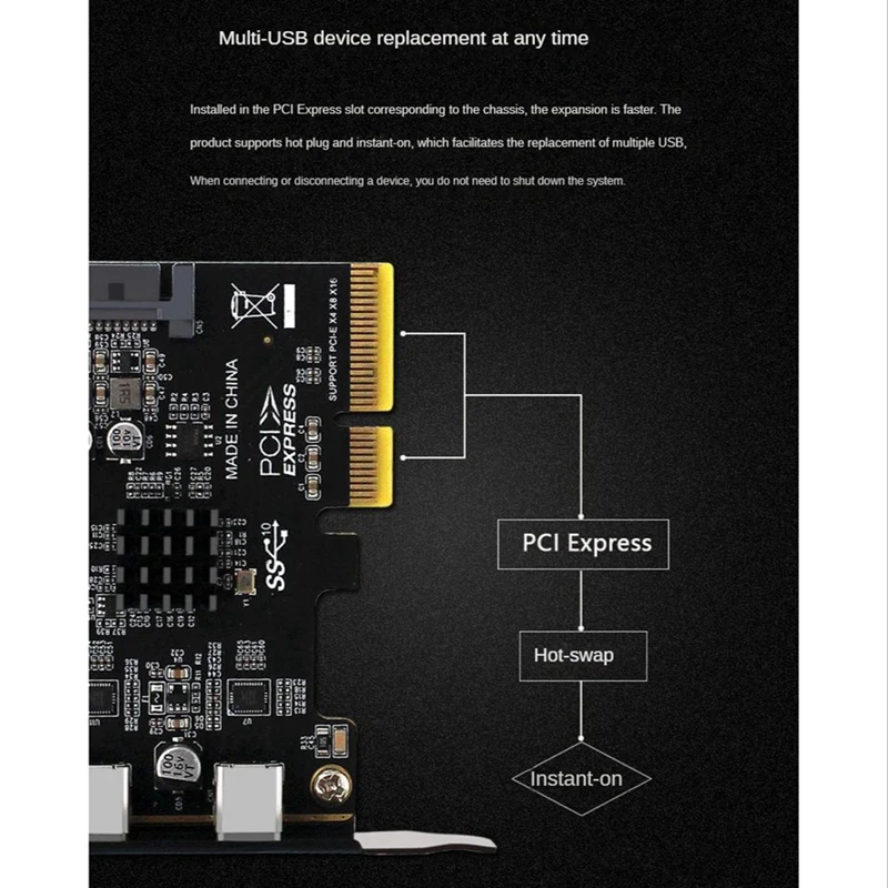 Pcie To USB3.1 Expansion Card Pci Express 3.0 Adapter Card For Desktop PC Computer