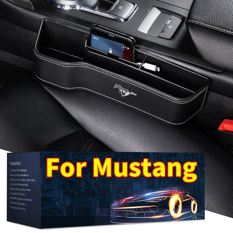 Car Seat Slot Pocket Universal Card ID Mobile Phone Storage For Ford Mustang Mach E 2014 2015 2017 2018 Car Goods Auto Styling