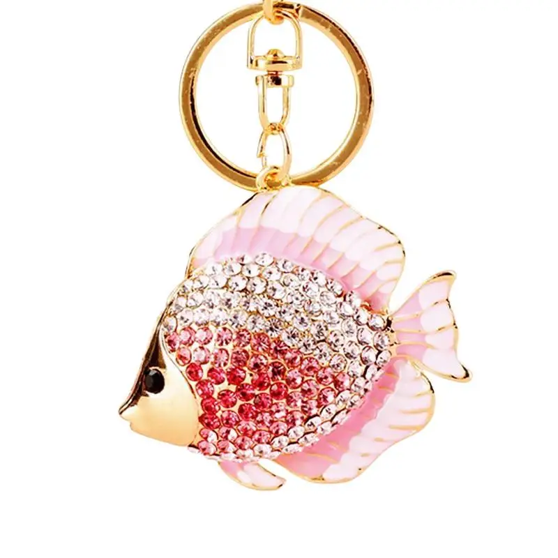 Glitzernder Strass-Fisch-Schlüsselanhänger, goldener Schlüsselring, Themen-Taschenanhänger, Auto-Schlüsselanhänger, modische Schlüsselanhänger-Accessoires – Detail 5