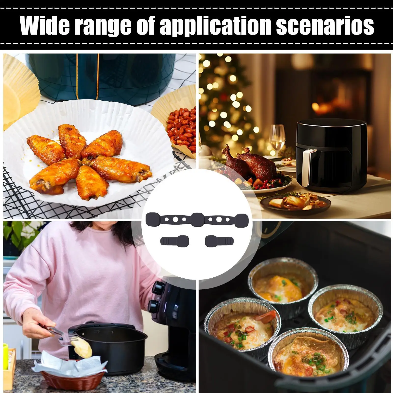 Reusable Air fryer magnet silicone buckles Heat-Resistant Air Fryer Basket Liner Magnets for Steaming Cooking Baking