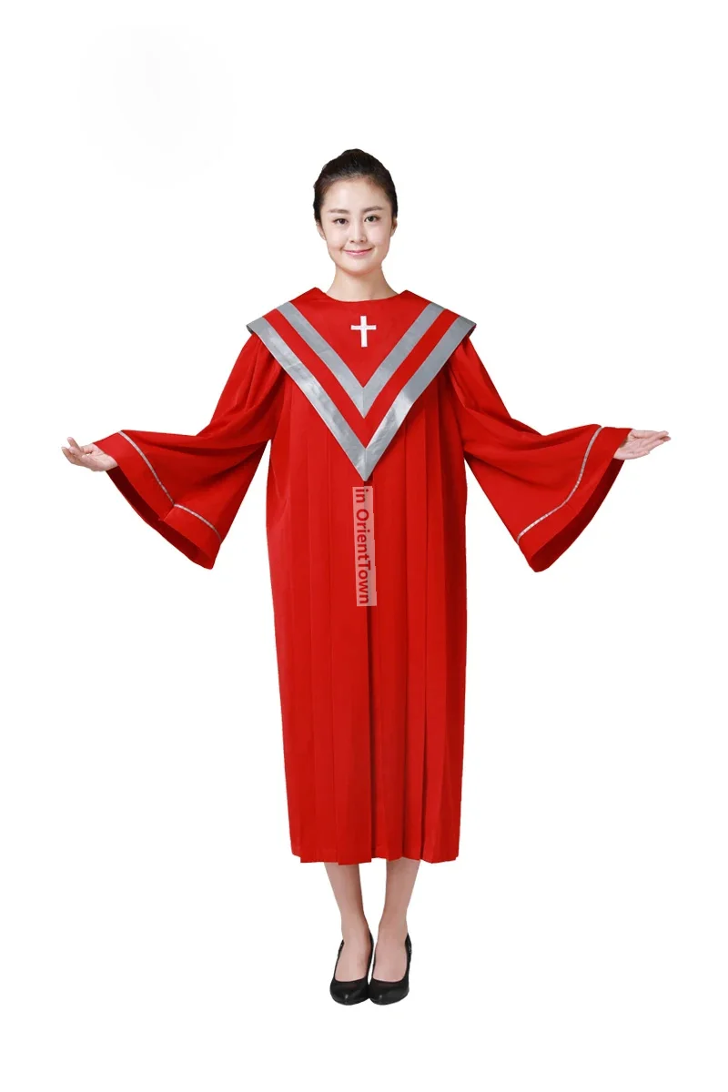 미국 녹색 빨간색 성가복 예배복 파티 의상 교회 예배 사계절 남녀공용 선택 가능 합창단 예복 가운 JT015