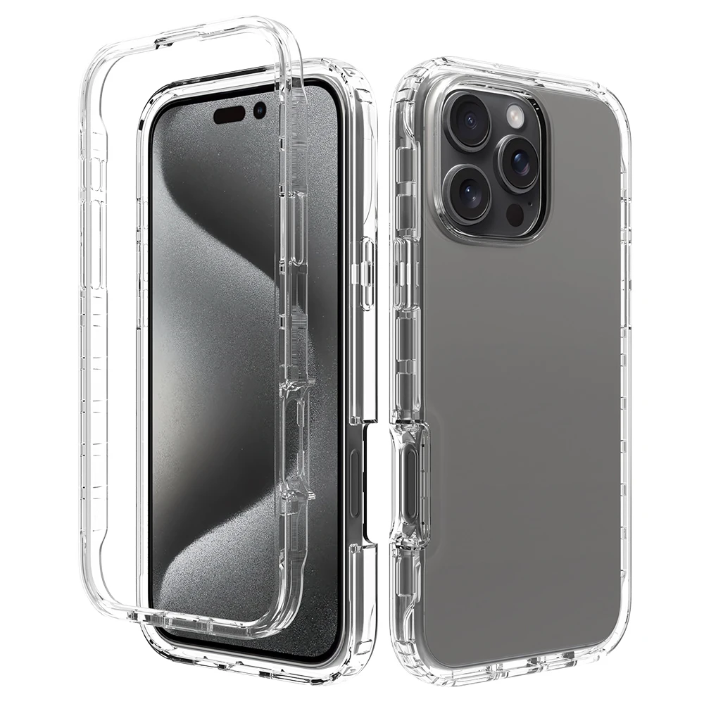 

360 Shockproof Clear Case For iPhone 16 15 13 14 12 Mini 11 Pro Max XR XS X 7 8 Plus Luxury Silicone Bumper Hard Cover Capa