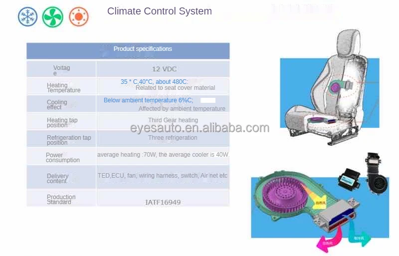 12 V Four Season Cushion Interior Part Universal Vehicle Heated Seat Semiconductor Car Heater And Cooler System