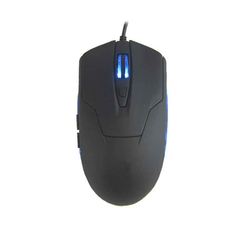 652F Type Mouse USB com fio para jogos Ergonômico Azul RGB Luz 2400 DPI 6 botões para PC Laptop Mouse