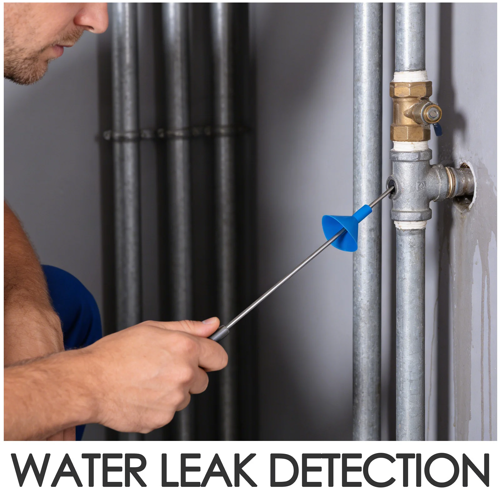 14.2 Inch Pipeline Listening Rod Water Leak Detection Tool with High Sensitivity for Underground Pipe Leak Detection Rod