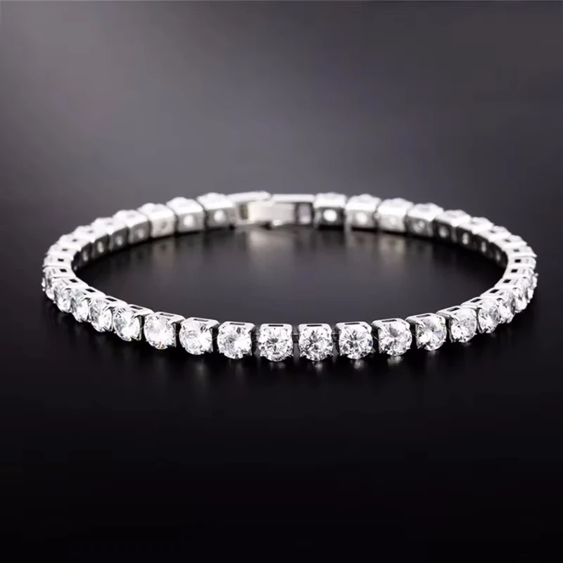 Hot sales 925 Sterling Silver Bracelets Zirconia Women Fashion Simple Engagement Wedding Jewelry 2/4mm width Couple Gifts