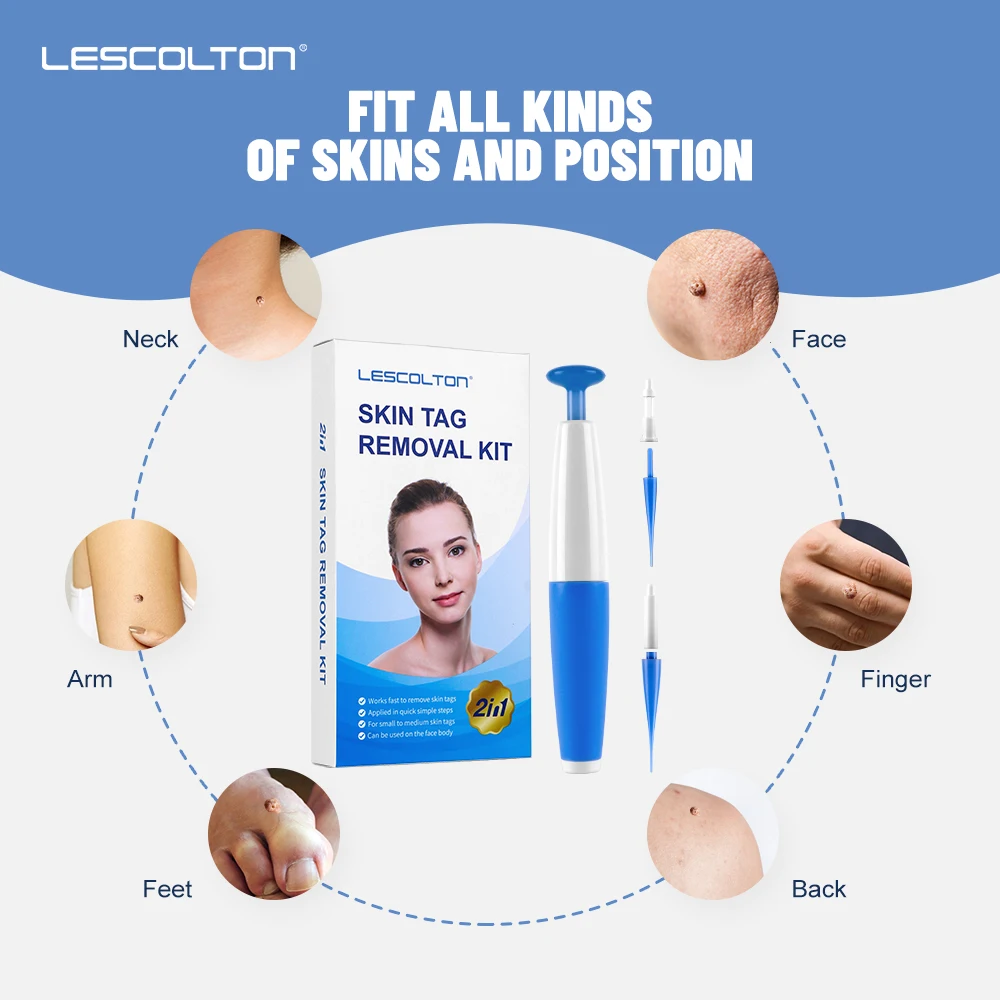 Lescolton 2 In 1 Auto Skin Tag Remover Kit New Skin Tag Remover Pen Painless Moles Micro Warts Removal Home Use