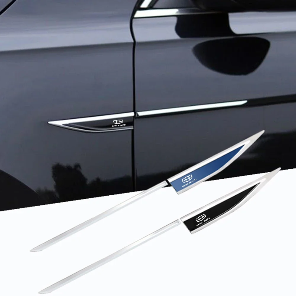 

2X Car Body Fender Side Metal Chrome Zinc Alloy Knife Side Emblem 3D Sticker For Geely Atlas Coolray Mk Cross Emgrand GL Styling