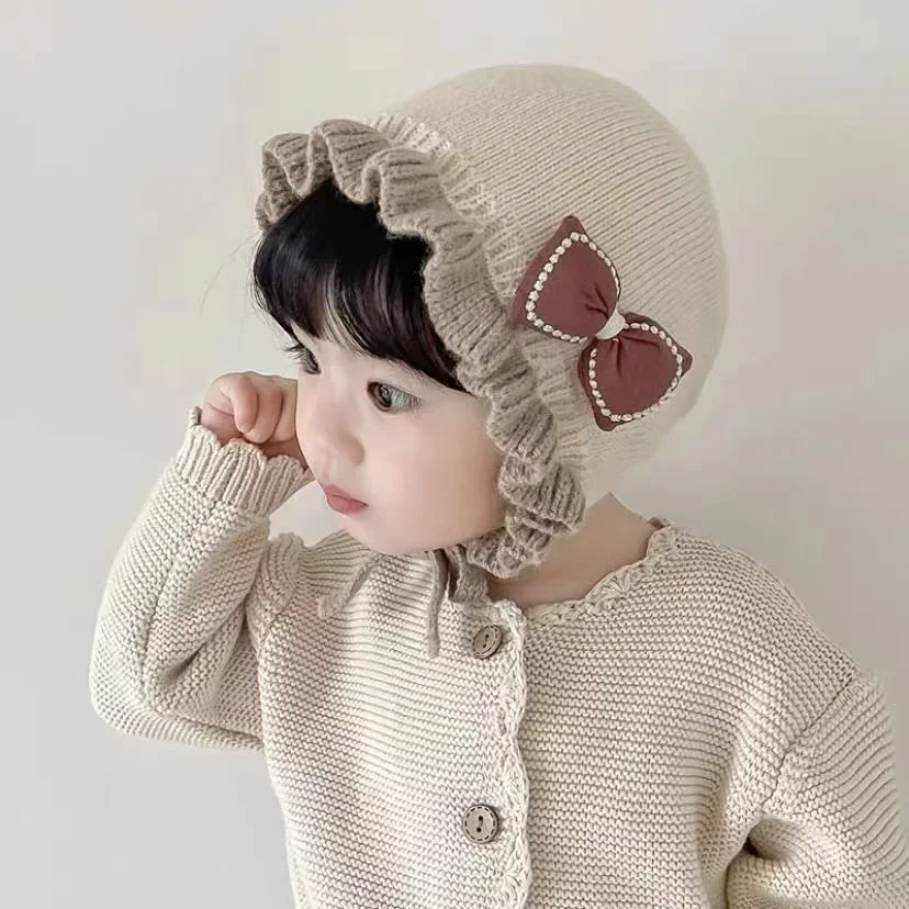 Newborn Cap Child Lacing Babies Knitted Cotton Solid Color cute Hat Mother and Kids Supplies Baby Hats & Caps for 0-24 Months