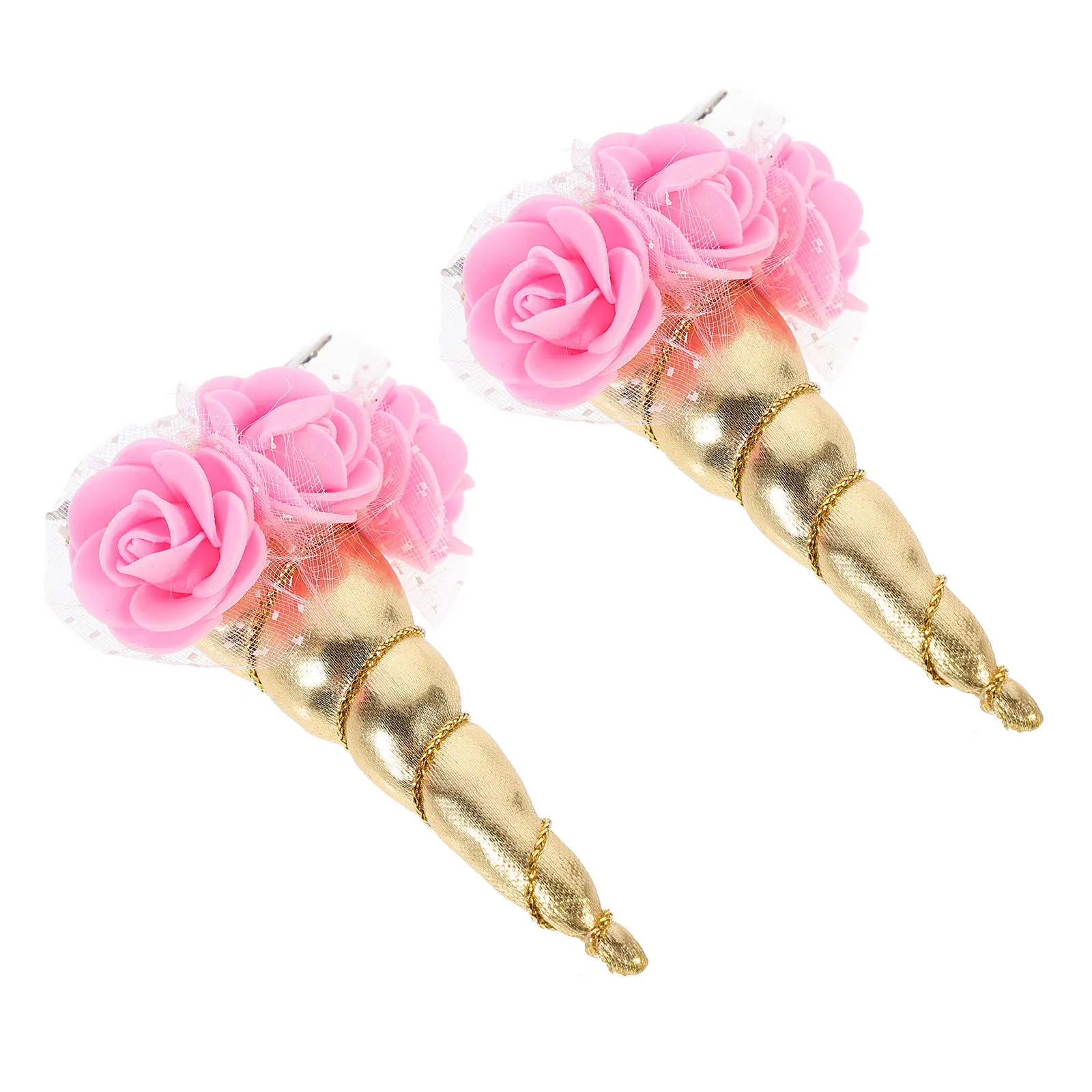 

2Pcs Unicorn Horn Hair Clips Adorable Design Kids Hairpins for Celebrations Costumes Parties Hair Accessories Shine