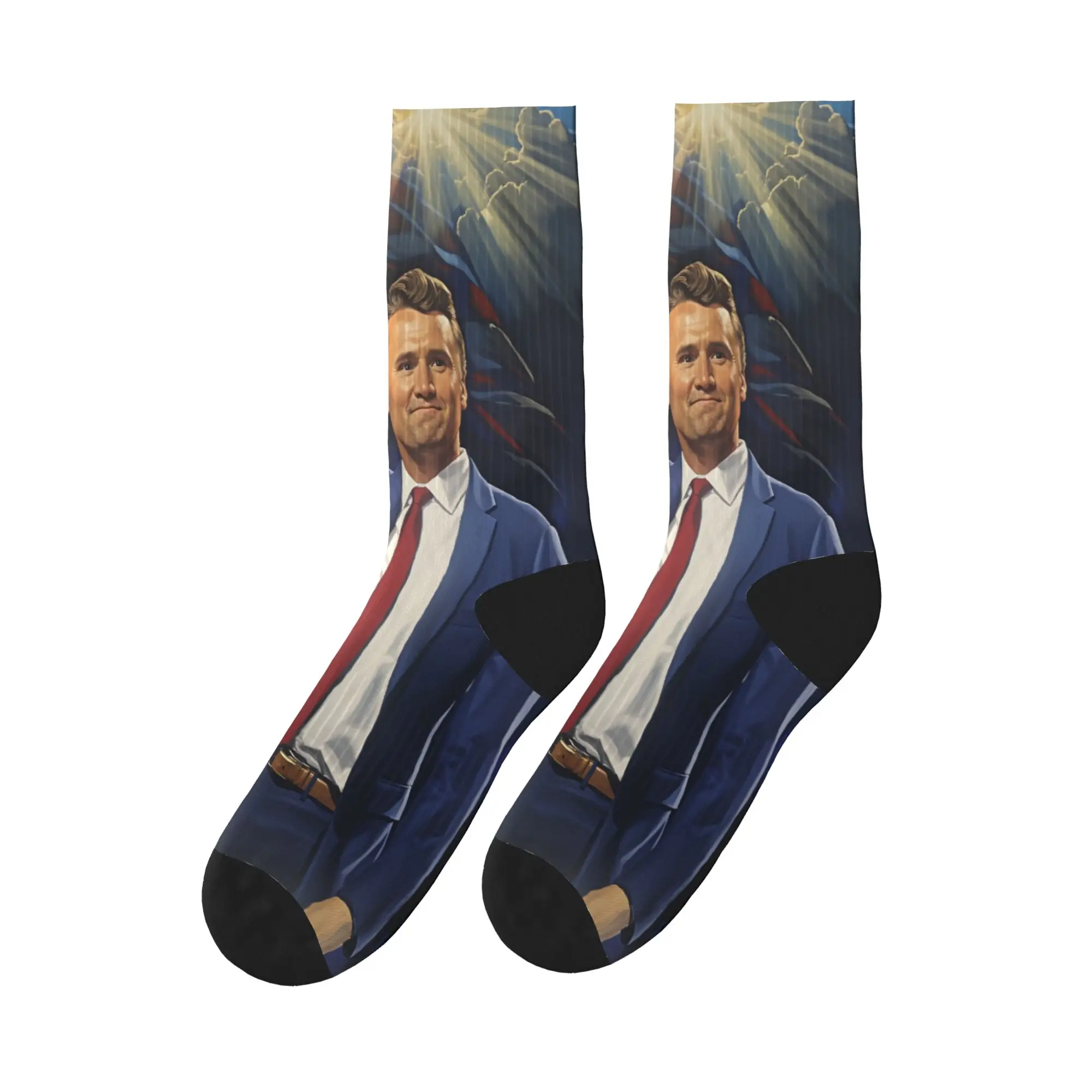 

Носки Charlie Kirk с флагом, забавные чулки, средние мягкие носки для бега, осенние нескользящие носки с графическим рисунком
