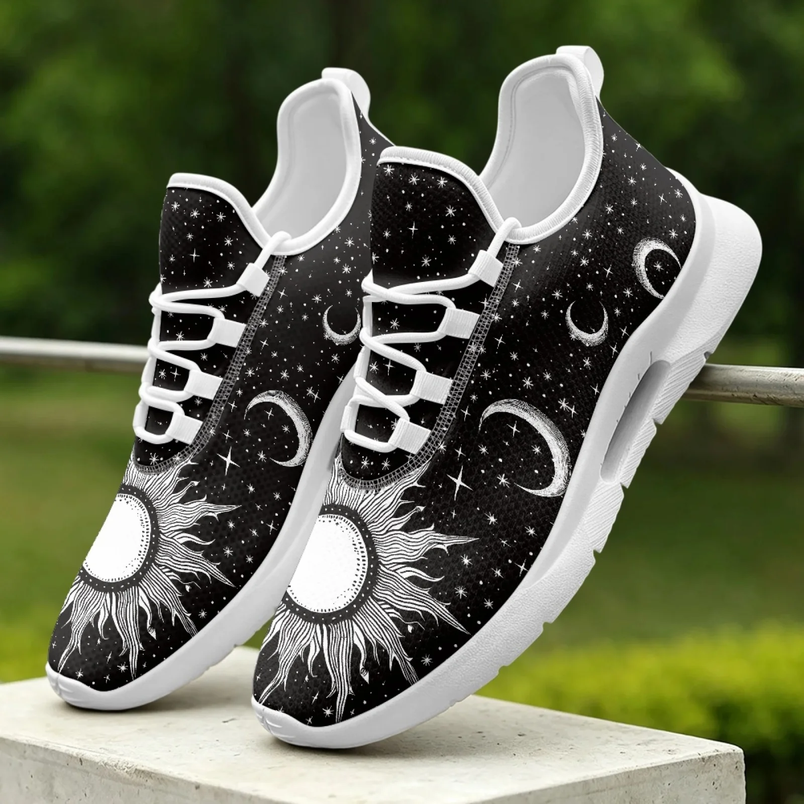 

XIXIRIMIDO Lace-up Casual Shoes Mens Sneakers Comfortable Mesh Breathable Walking Shoe Women's Lightweight Sneaker Sun & Moon