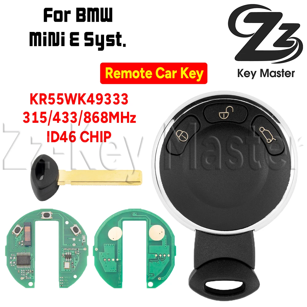 

Zz Key Master Car Remote Key KR55WK49333 For BMW MINI E System ID46 315/433/868MHz Mini Cooper One S D Clubman Cabrio Countryman