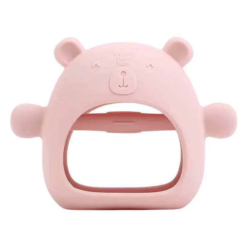 Silicone bebê dentição luvas, Mão dentição varas, Anti-comer, Urso dos desenhos animados, Suprimentos do bebê