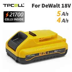 TPCELL 4Ah/5Ah For DeWalt 20V Battery 21700 DCB204  Replacement Battery Compatible With For Dewalt 18V/20V Tools Battery