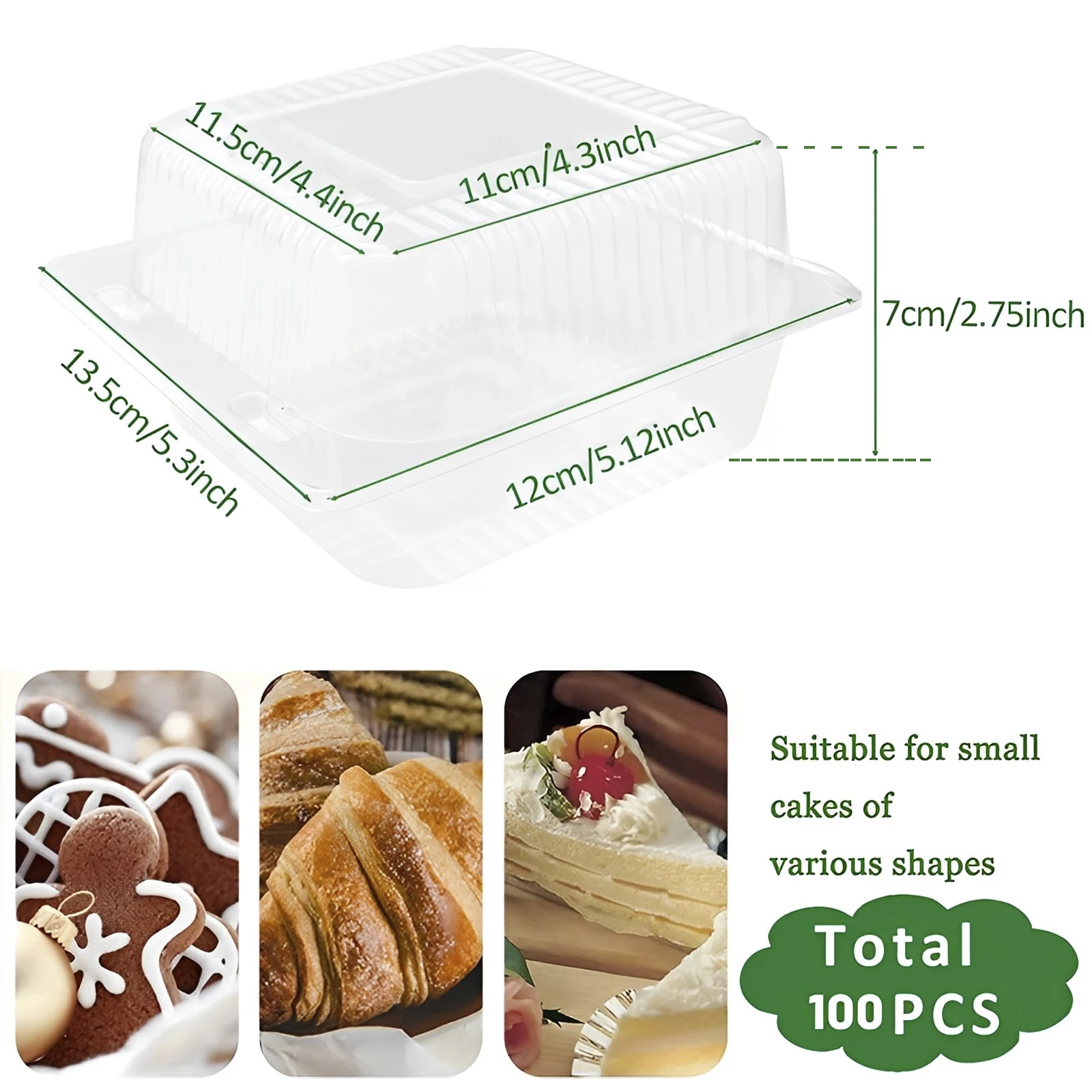 50/100Pcs Cake Dessert Slice Box Cupcake Container with Lid Stackable Clear Square Sandwich Storage Packing Box Party Supplies