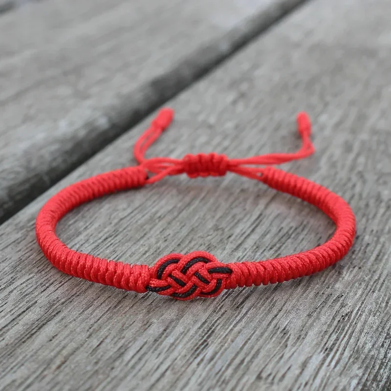 National Style Lucky Red String Bracelet Lovers Handmade Braided Concentric Knot Charm Bracelets for Women Men Jewelry Best Gift