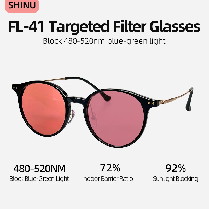 SHINU SHINU FL‑41 Digital Eye Strain Migraine Glasses Block Blue Light Anti Photophobia Tint Color Sunglasses Women Titainium Glasses - Aliexpress Deal