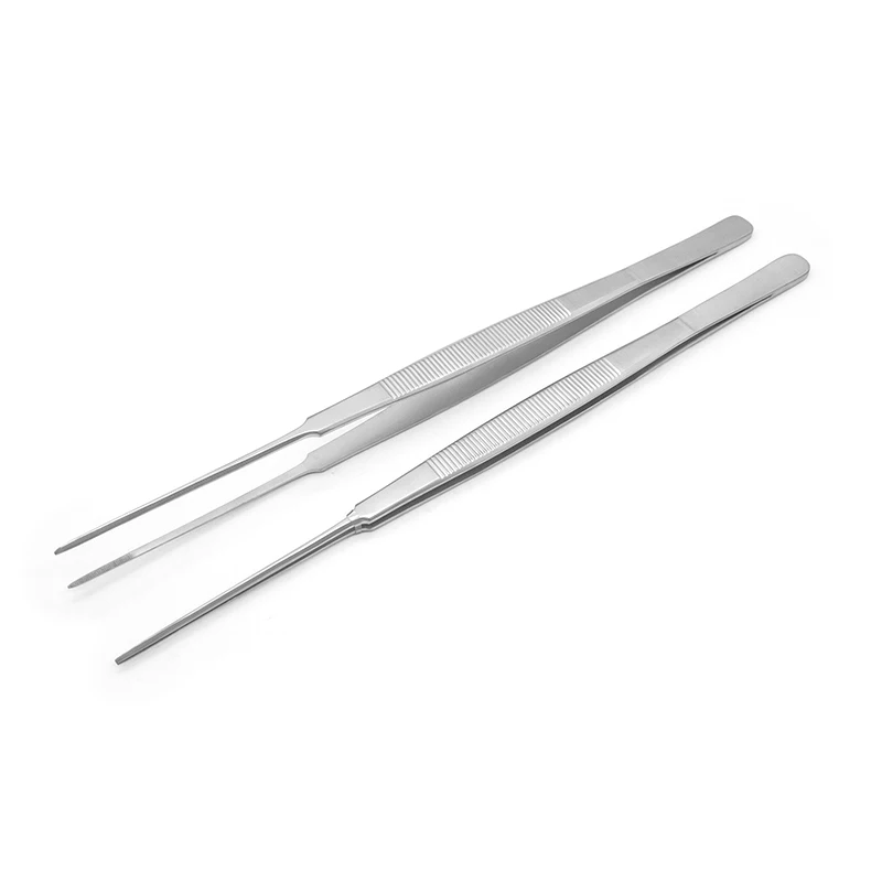 Pinça médica de aço inoxidável, Grampos cirúrgicos antiderrapantes dentados, Straight End, Tecido de curativo prolongado