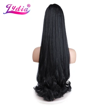 リディアtail-合成ヘアエクステンション、30インチ、スキニー、ストレート、ロングヘアピース、2つのプラスチックコーム、引きひも、黒、1b #