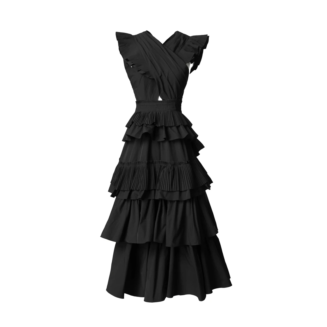 Vestidos femininos criss cross em camadas babados sexy fechadura elegante designer de moda festa vestido de baile