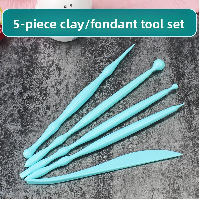Fondant-Kuchen Zuckerblumen-Modellierwerkzeug DIY Ton-Modelliermasse 5-teiliges Set Gravurstift Messer Formgebungssatz – Detail 1