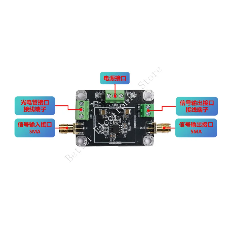 AD825 وحدة مكبر للصوت TIA عالي السرعة IV نقل الجهد الكهروضوئي APD PIN كاشف ضوئي