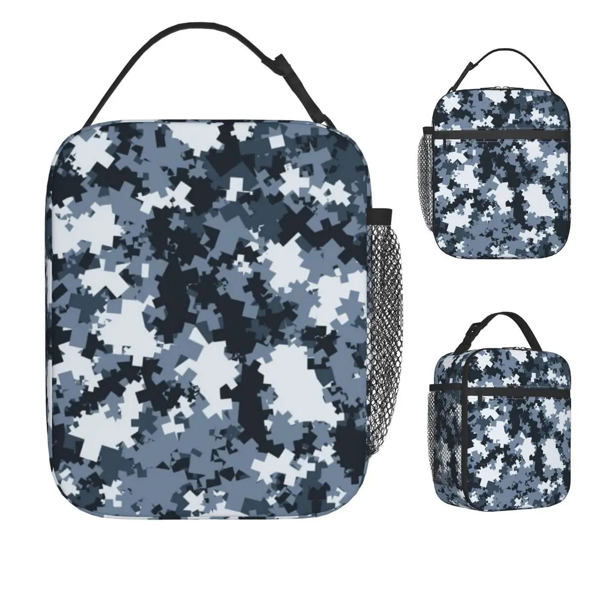 Abstract Camo Splash Background Lunch Bag For Women Lunch Box Fashion School Cooler Bag Portable Oxford Thermal Tote Handbags