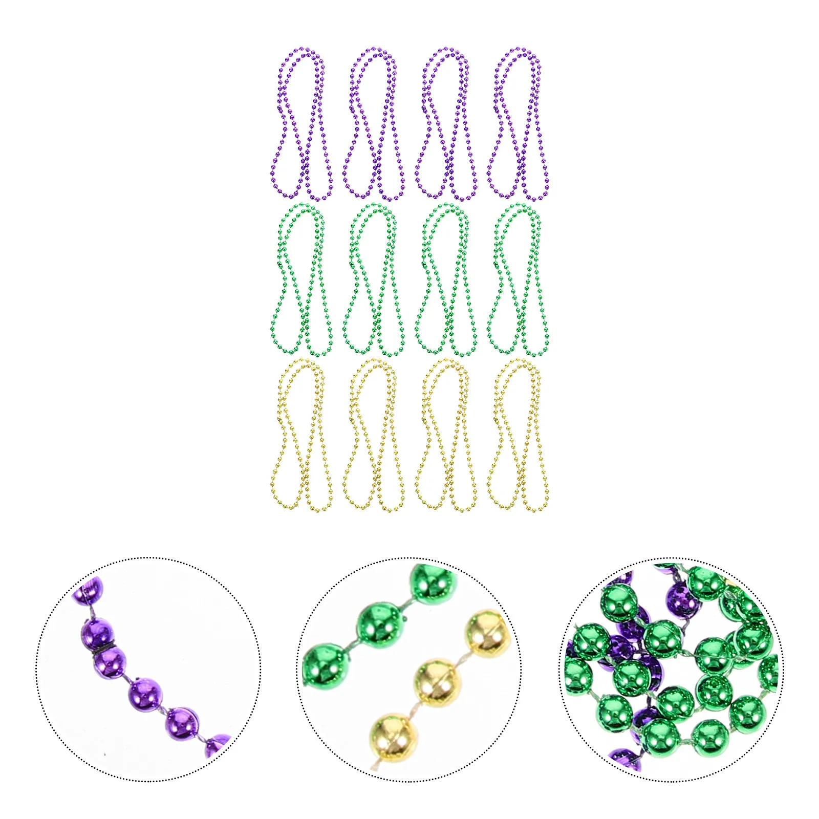 

12Pcs Mardi Gras Bead Necklace Carnival Decorative Festive Beaded Bracelet Dress Up Party Accessory Bead Necklace