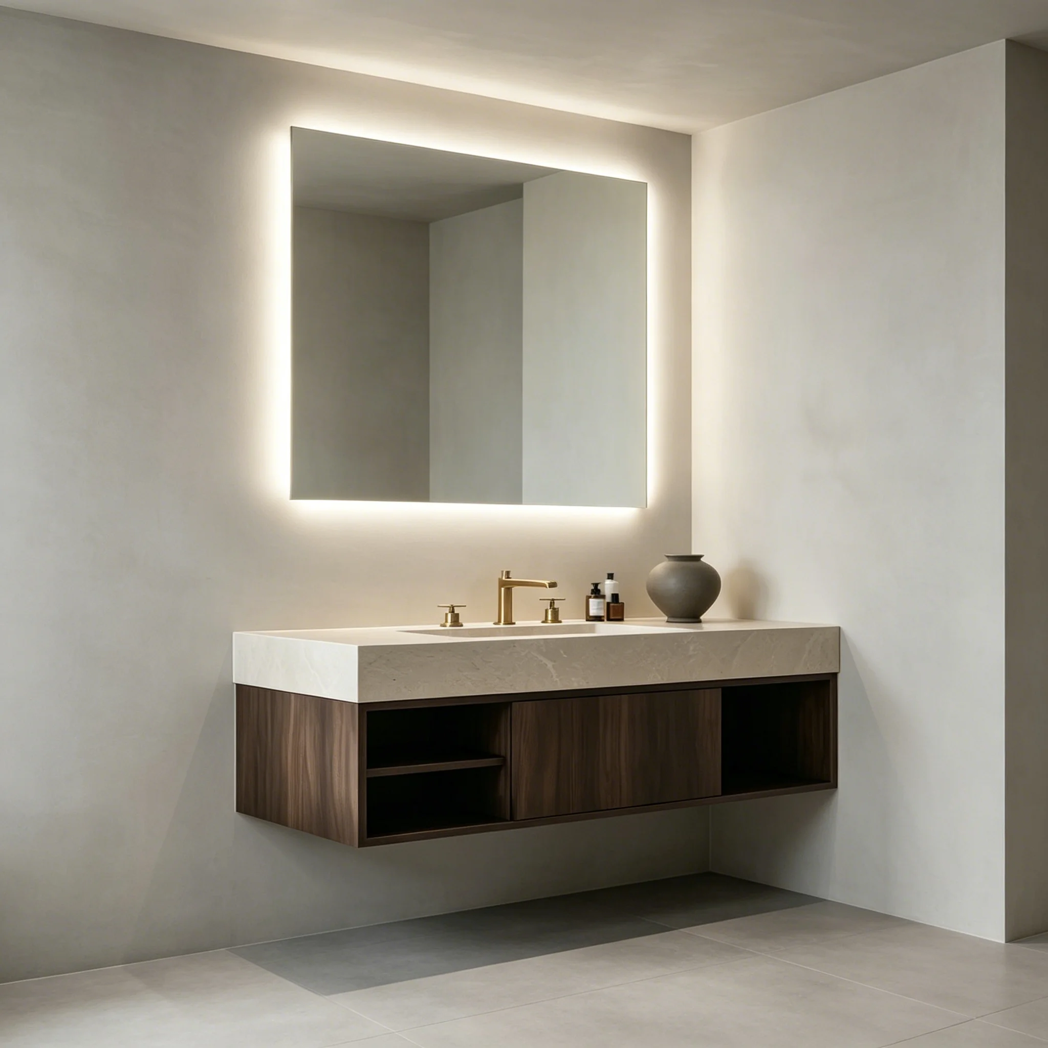 Office Building Basin Bathroom Cabinet Mirror Cabinet Combination Bathroom Vanity Cabinet Chine Bathroom Vanity