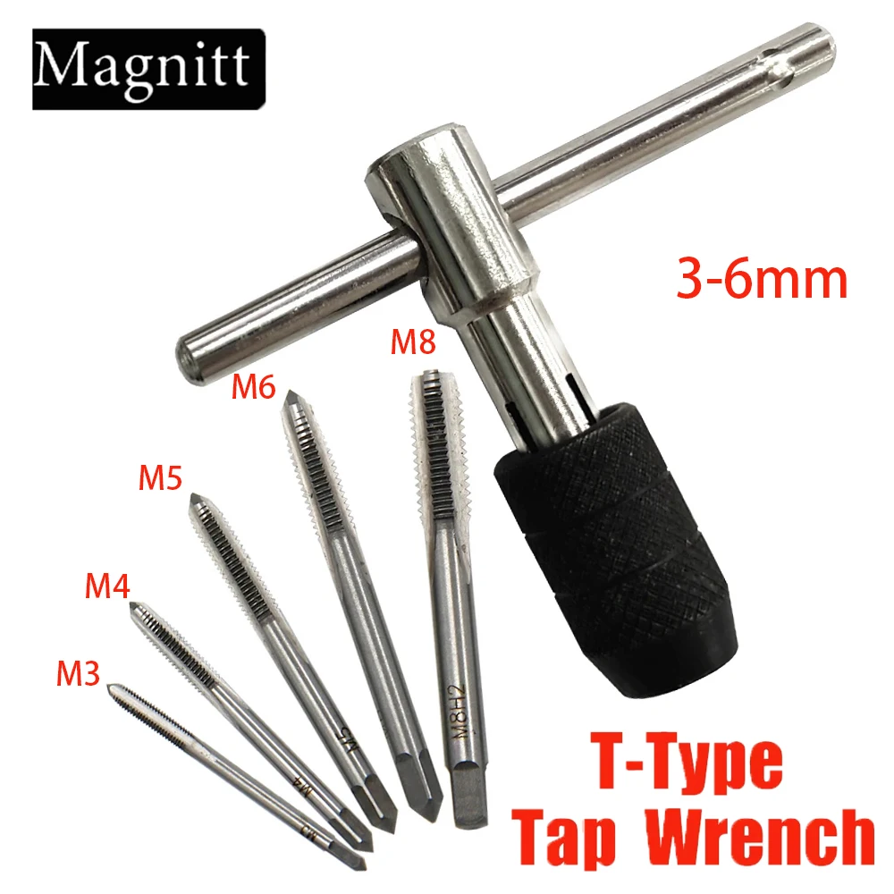 Handwerkzeug-Set T-Typ 3mm bis 6mm Gewindebohrer-Schlüssel Gewindeschneidwerkzeug-Set Handschraubendreher-Schlüssel Gewindeschneidwerkzeug Einstellbares M6 bis M8 Werkzeugset