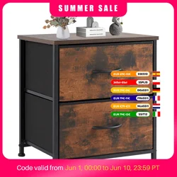 JHK Nightstand Bedside Coffee Sofa Tea Table Storage Closet Chest Clothes Display For Bedroom 2 Fabric Drawers Cabinet Furniture