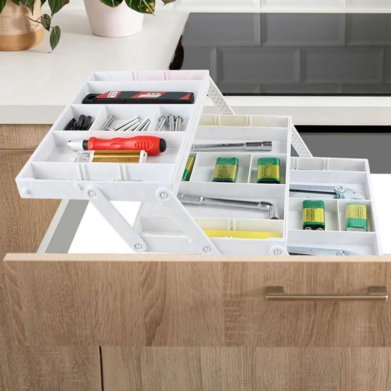 ABNO pemegang tampilan perhiasan, kotak penyimpan dapur dapat dilipat putih untuk penyusun perhiasan dan kosmetik