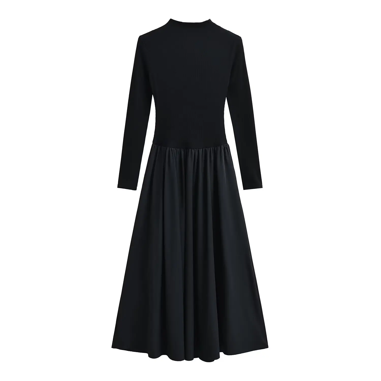 

Street Sle Высокая талия Slim Fit Long Sve round Ne Dr A-Line Midi Dr Pure Desire Faion Весенне-осенняя одежда