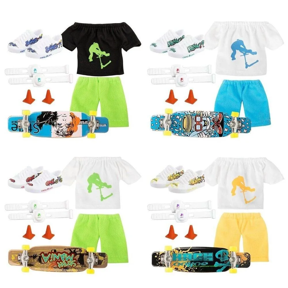 Ensemble de Scooter à doigts, vêtements pour doigts, costume de Skateboard, jouets pour petits doigts, vêtements de Skateboard