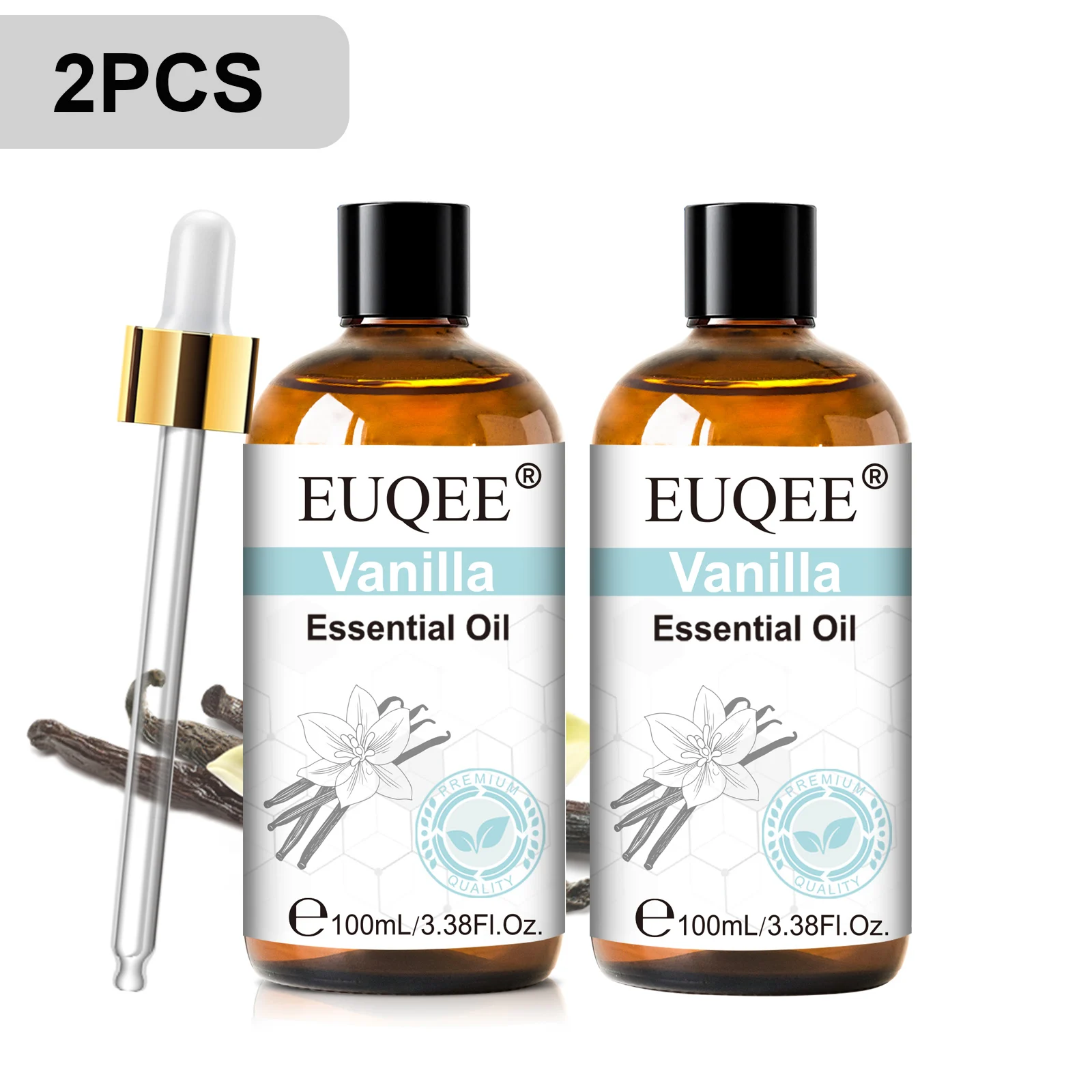 EUQEE 2 Stück reines ätherisches Öl für die Herstellung von Aromatherapie-Kerzen – 100 ml ätherisches Öl mit Zitronen-, Eukalyptus-, Lavendel-, Vanille- und Rosenaroma