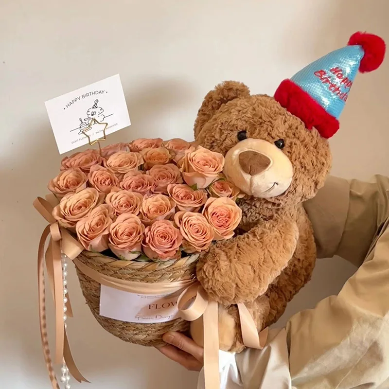 Bear Doll Bouquet Immortal Flower Cuddle Bucket Girl's Birthday Gift To Girlfriend's Best Friend Qixi Valentine's Day Gift